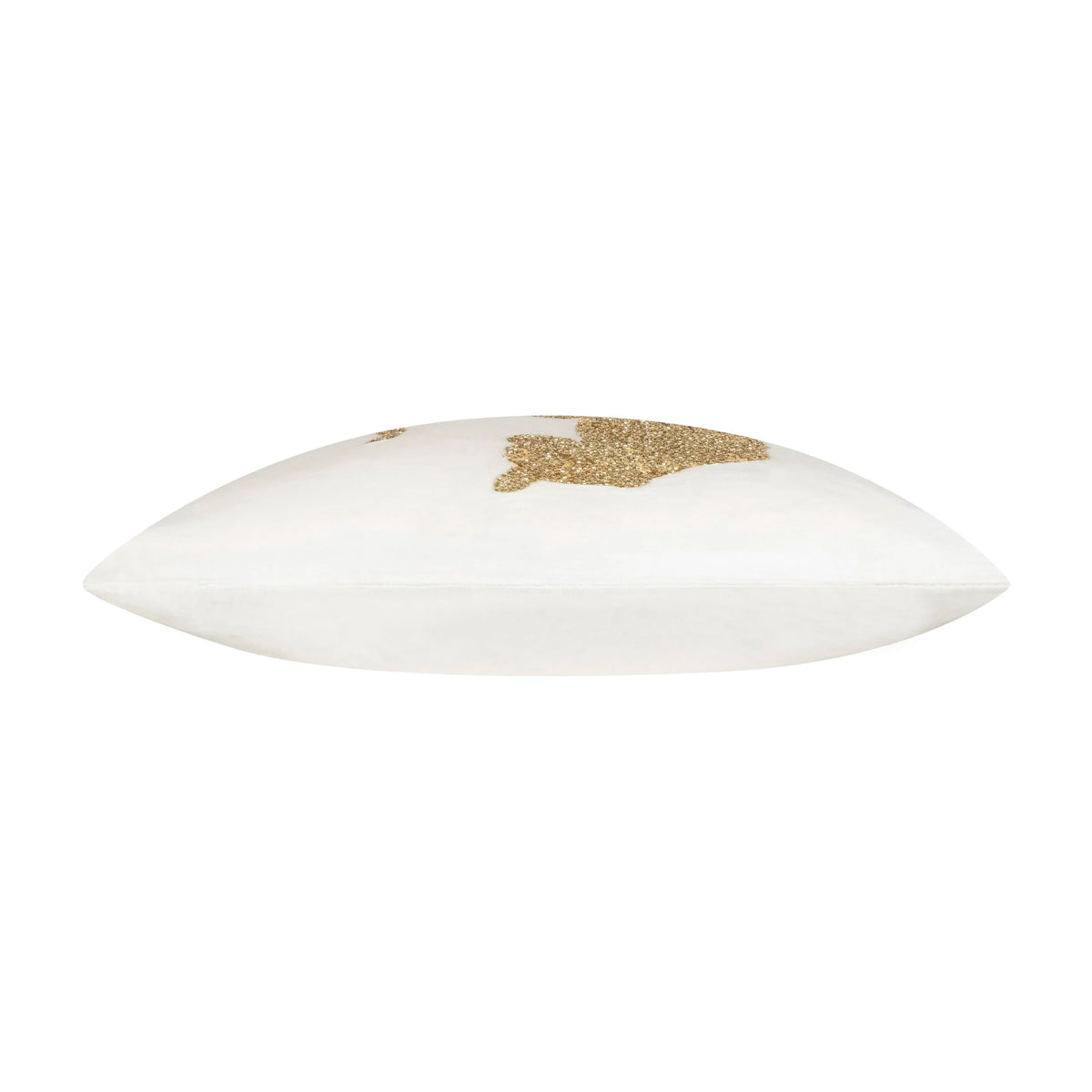 Safara Panther Ivory Gold Pillow in Ivory, side profile view