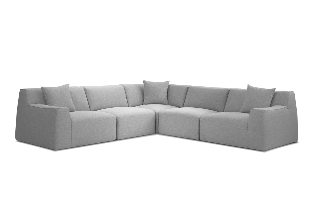 Scoop Sectional Sofa - 5 Piece in Heather Grey, front view