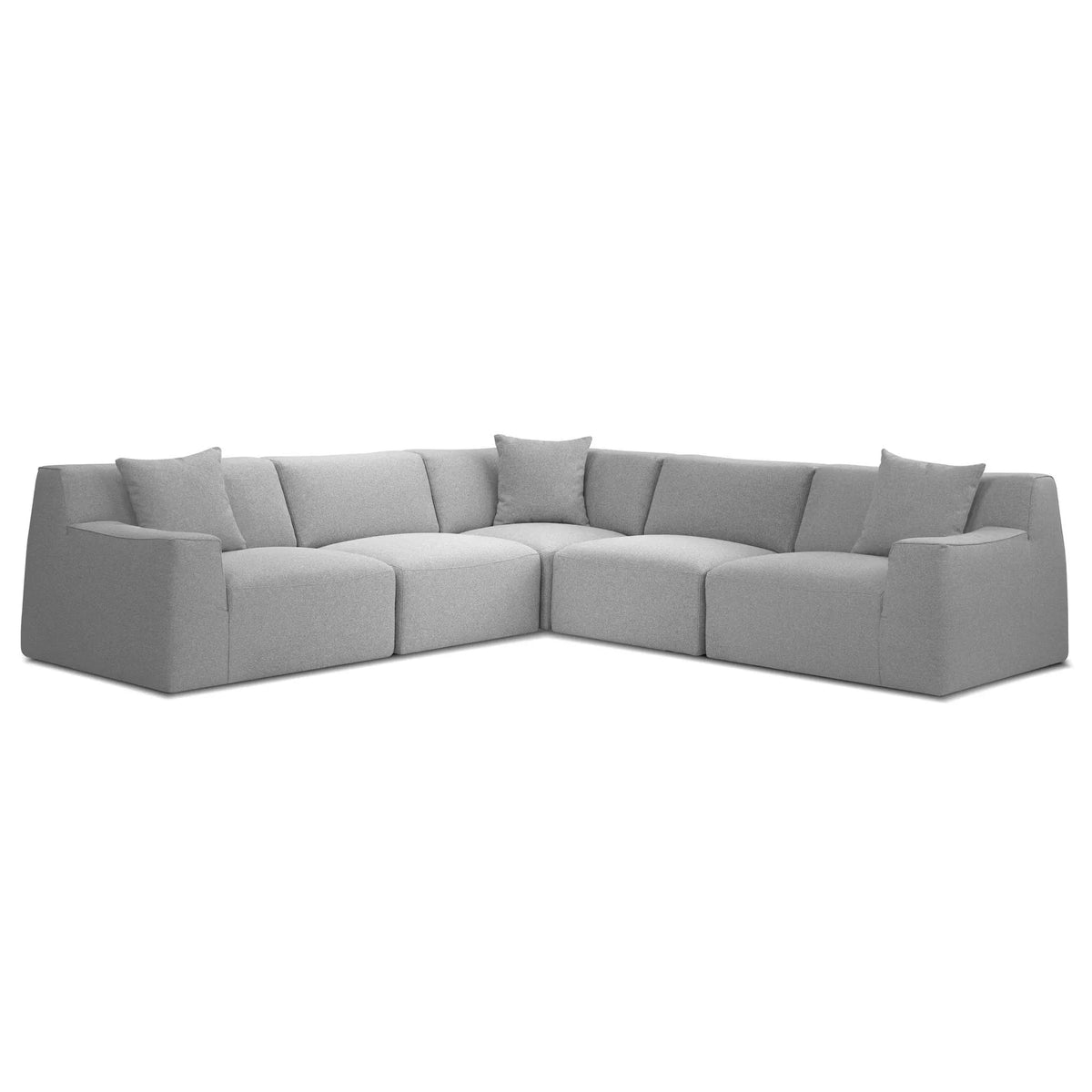 Scoop Sectional Sofa - 5 Piece in Heather Grey, three-quarter view