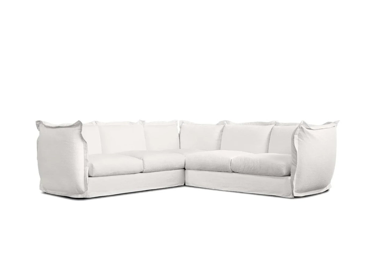 Willow Sectional Sofa in white, L-shaped configuration three-quarter view