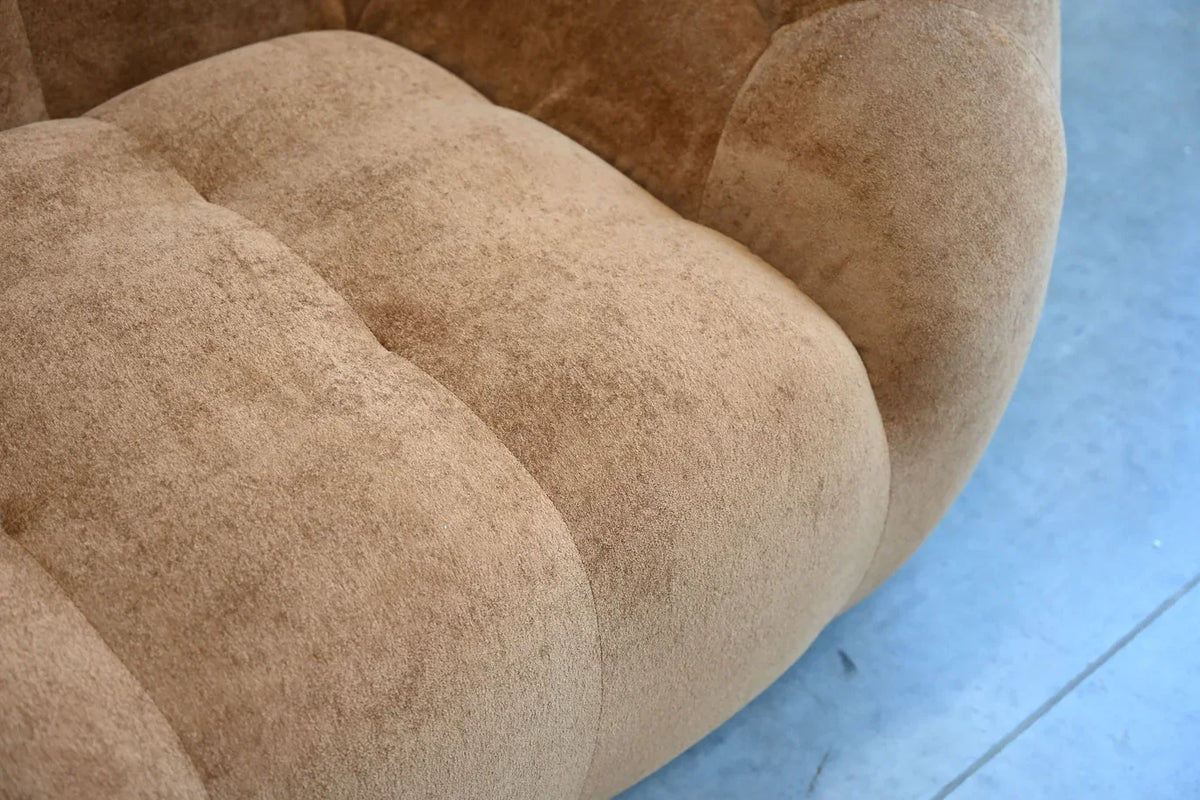 Puffin Sofa close-up of toffee chenille tufted seat
