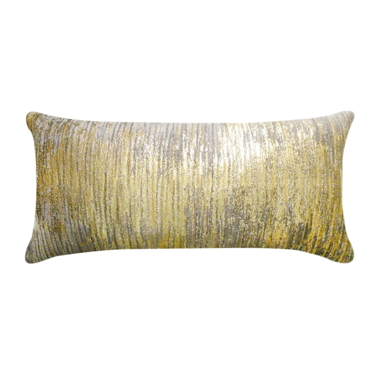 Verona Lumbar Pillow - Gold Threads Stone in gold and grey streaks
