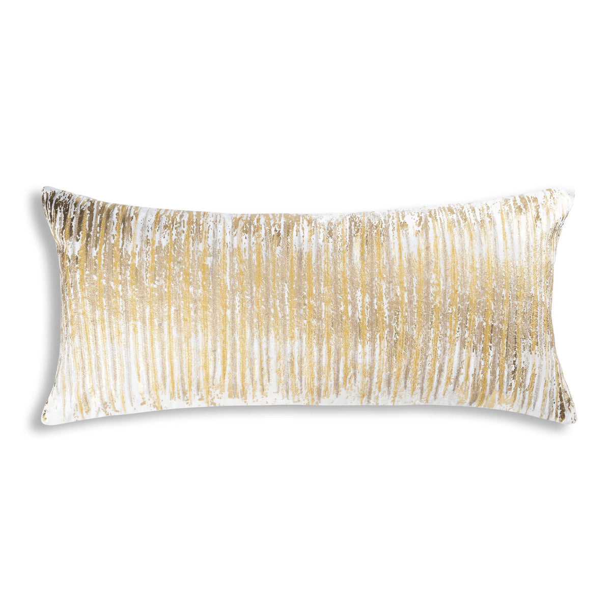 Verona Pillow, Lumbar in Gold Threads: ivory velvet with gold thread streaks