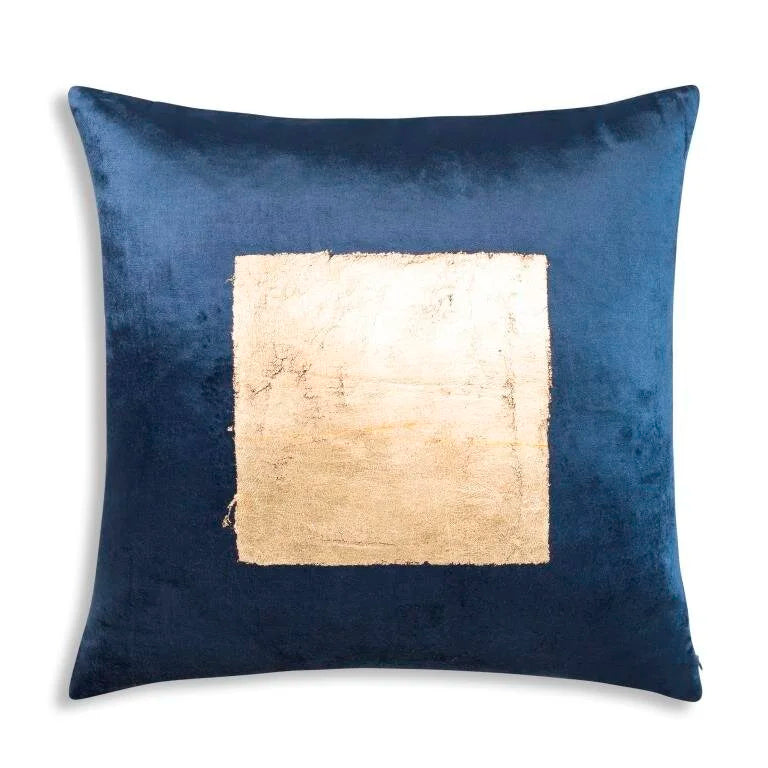 Verona Pillow in Navy Gold, front view on a white background