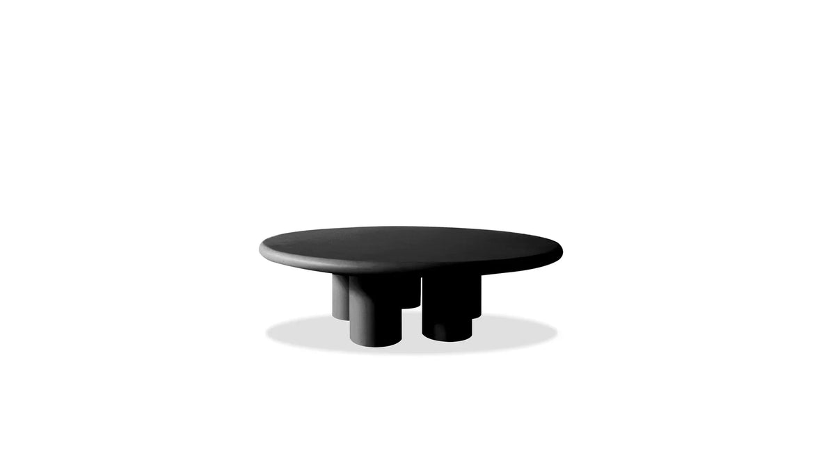 Elephant Coffee Table in Dusk Black, round top on chunky legs