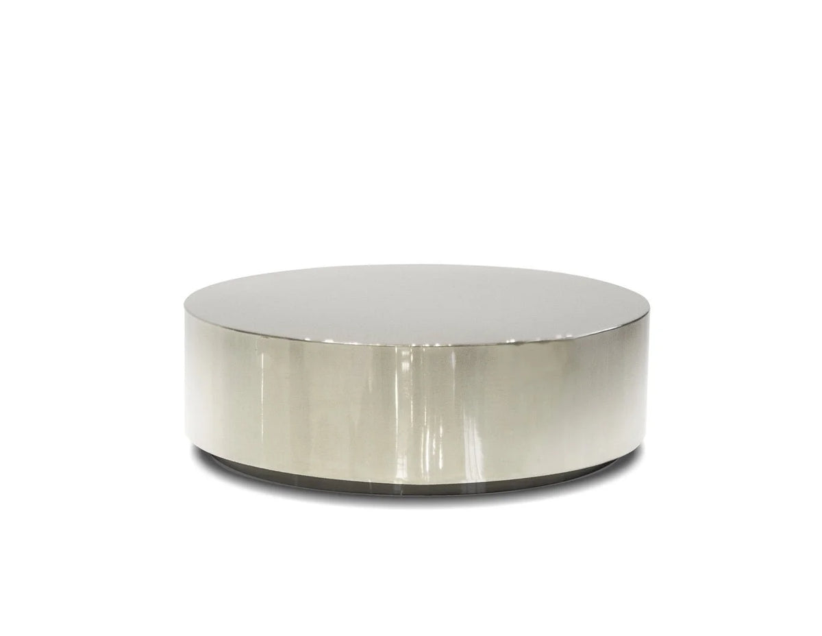 Sphere Coffee Table in Steel Polished, side view on white