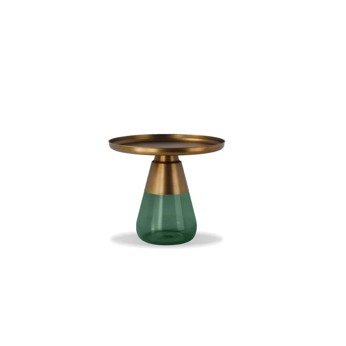 Duverre Side Table in Brass Aluminum Green Glass