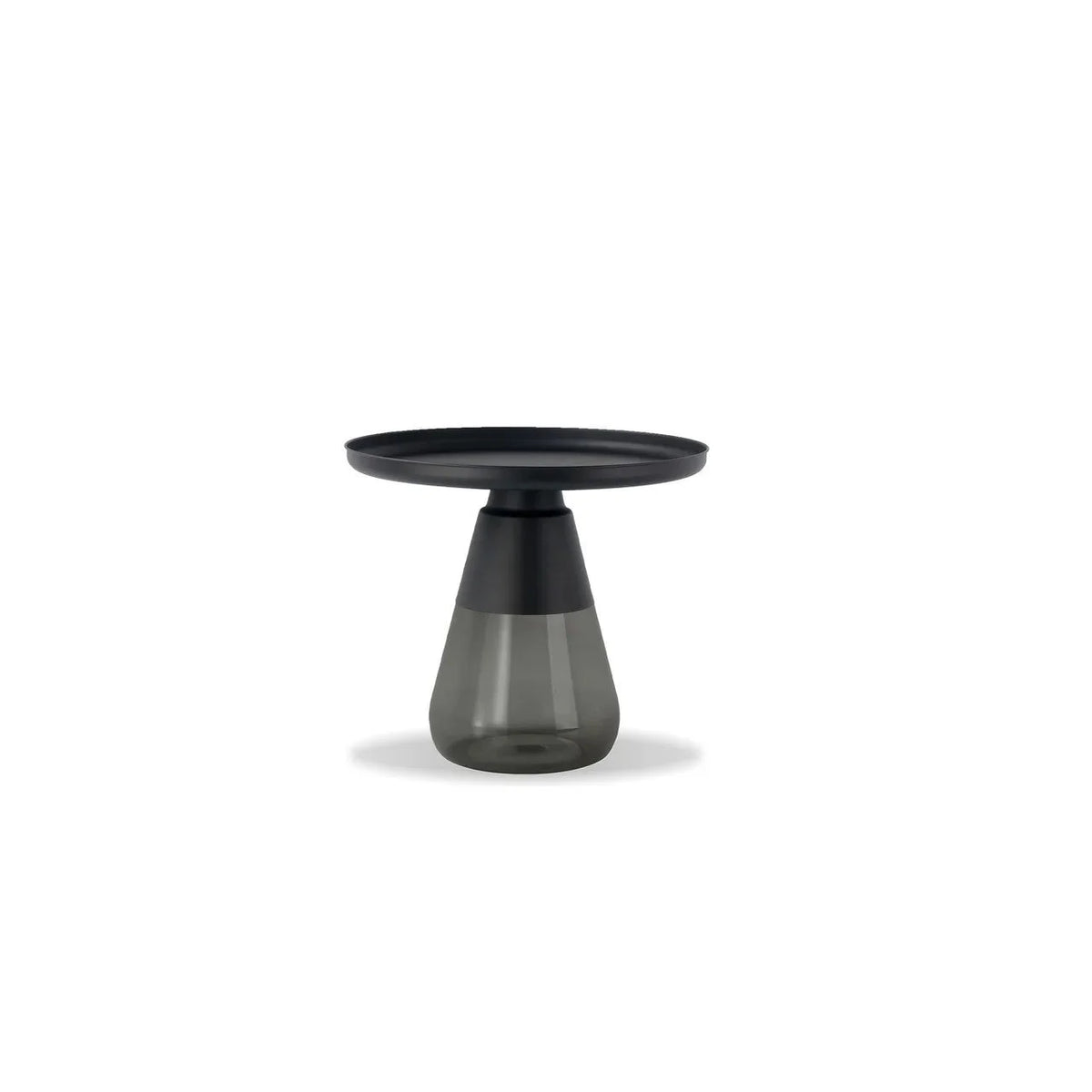 Duverre Side Table in Black Aluminum Smoke Glass