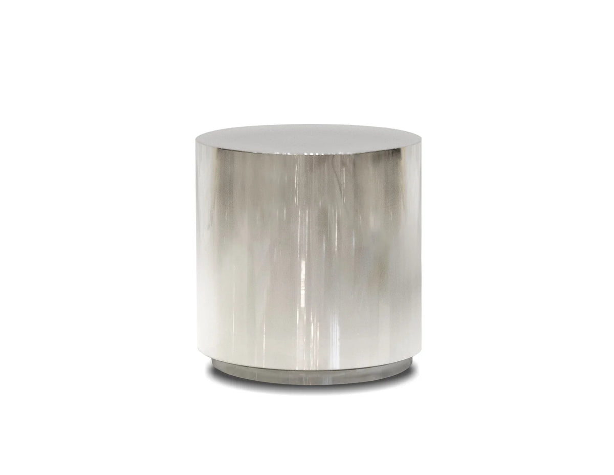 Sphere End Table in Steel Polished, front view