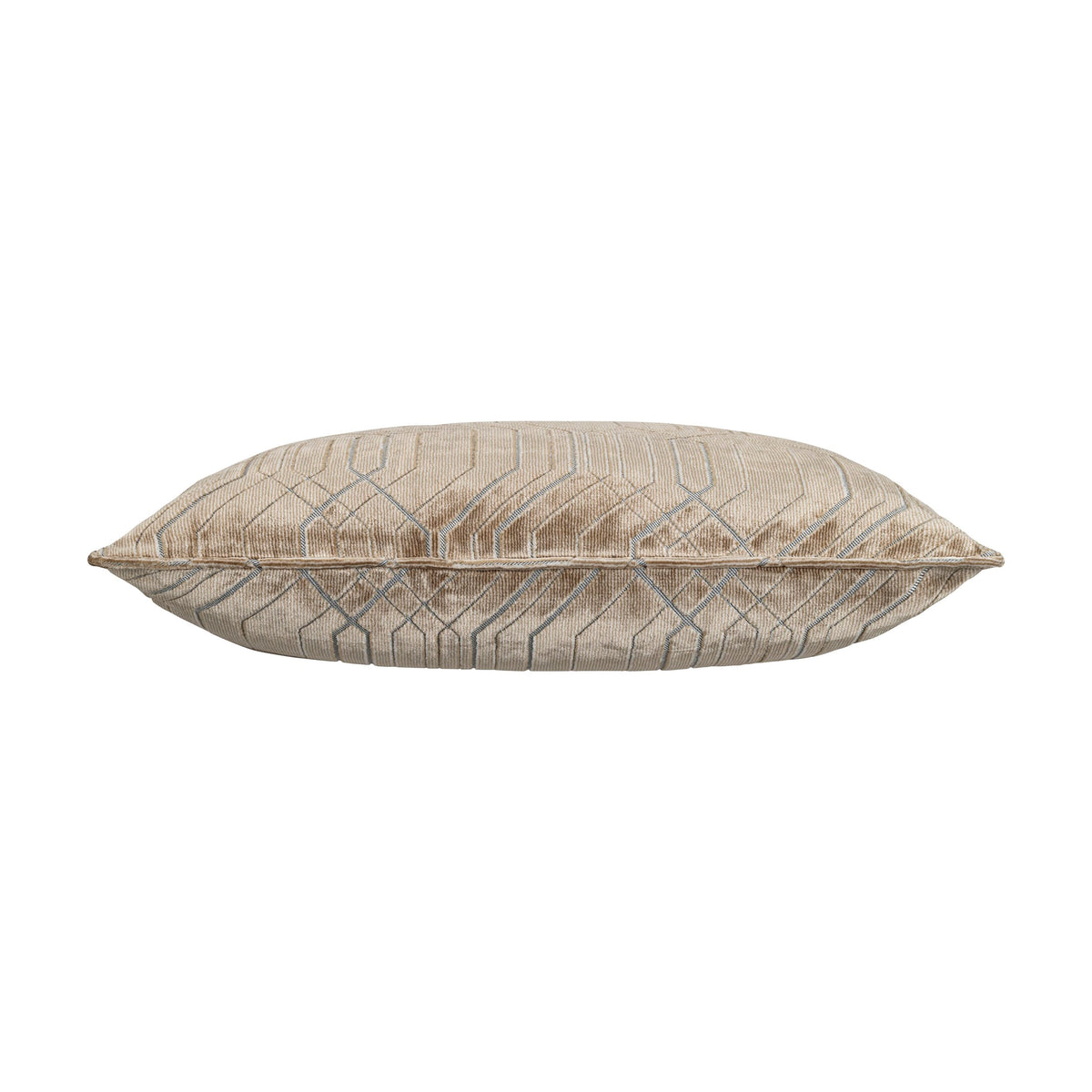 Zira Geometric Beige Pillow, square size, side view