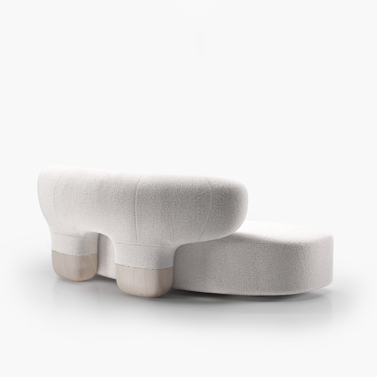 Asawa Sofa in off-white with wooden feet, side view on grey