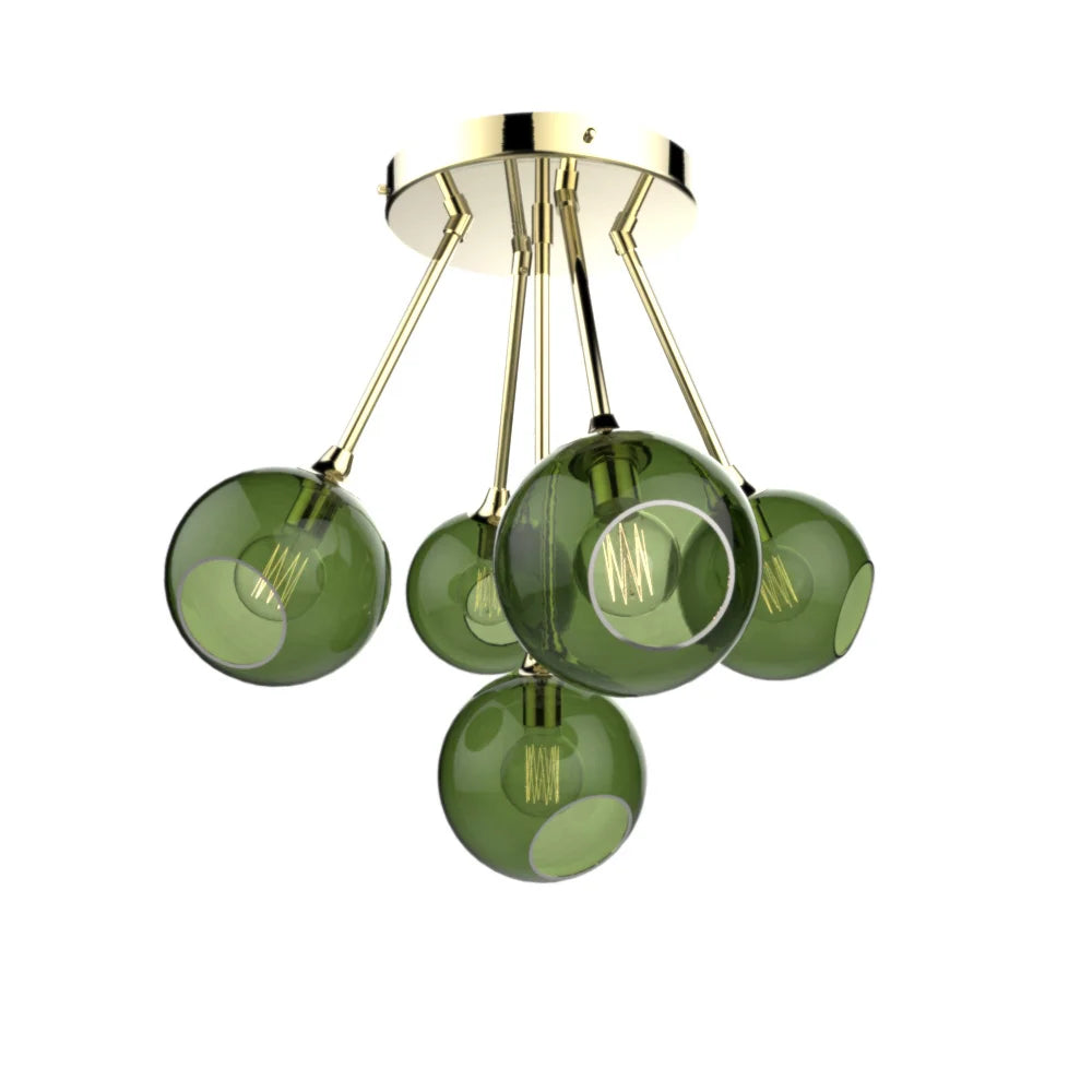 Ballroom Molecule Chandelier — Gold, Green
