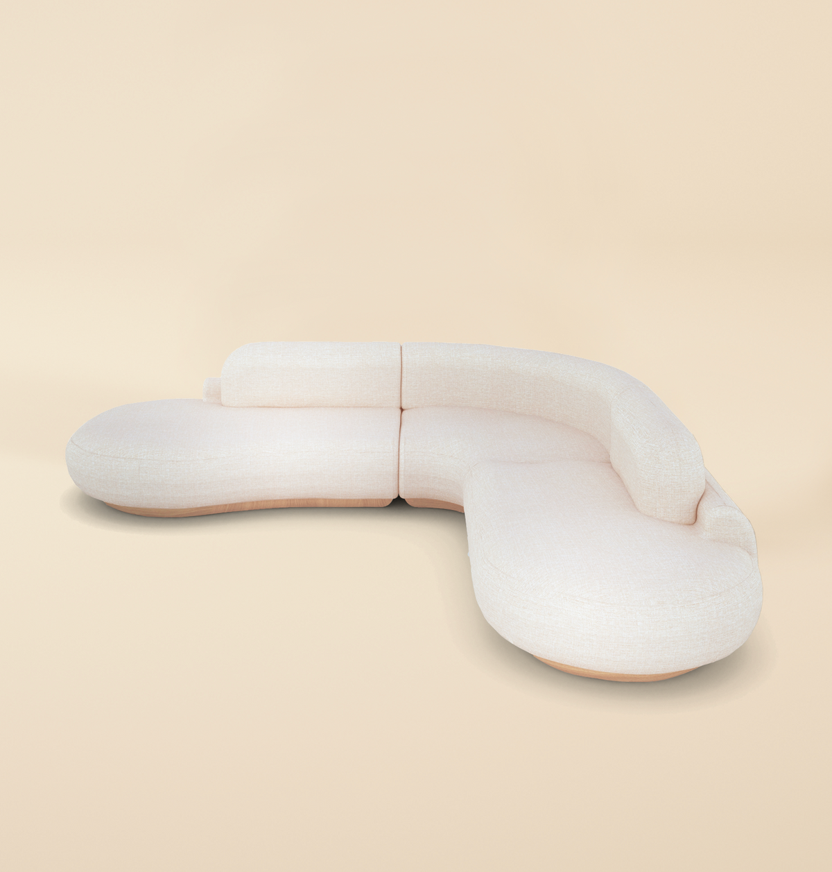 Naked Curved Sectional Sofa 3 Piece in ivory by Maison Burgos