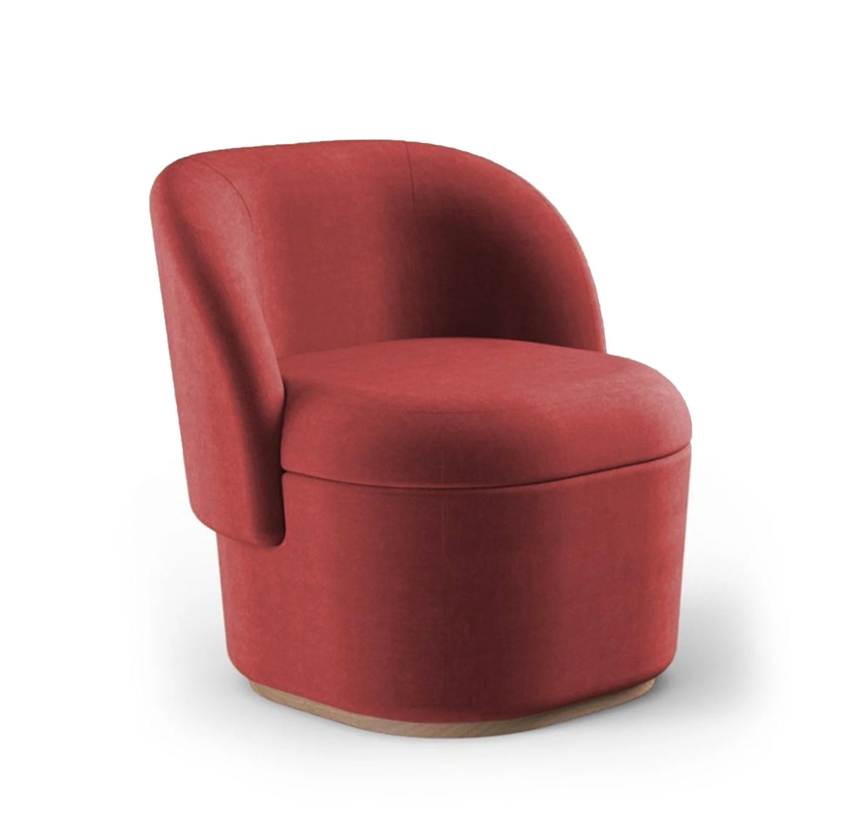 Bisou Armchair in red fabric, three-quarter front view