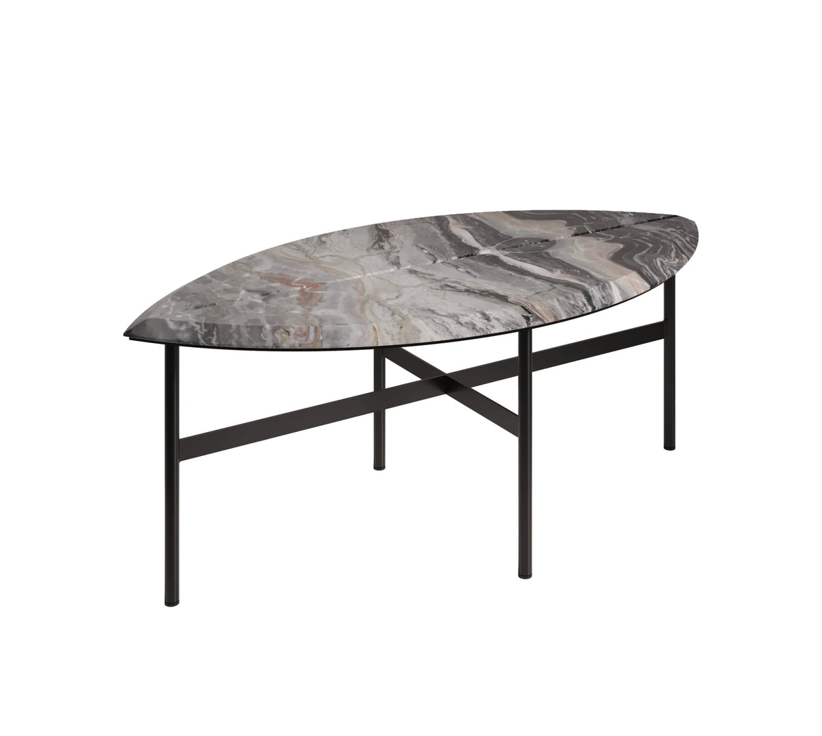 Book One & Two Coffee Table, larger table in grey veined marble