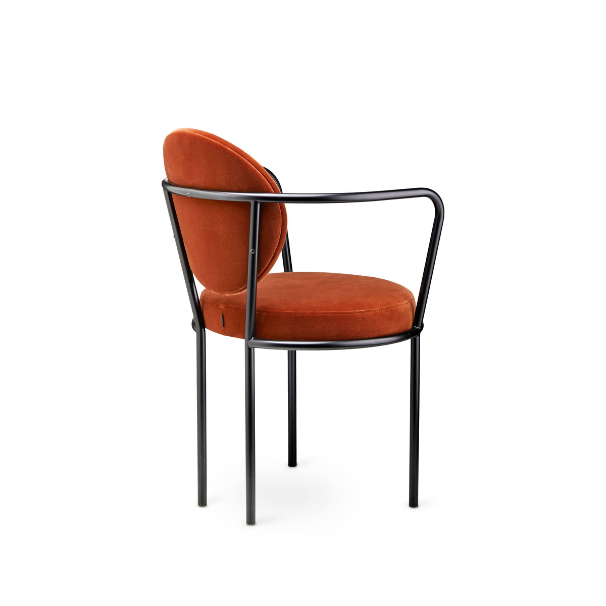 Casablanca Chair in Brick Fabric with black frame, three-quarter view