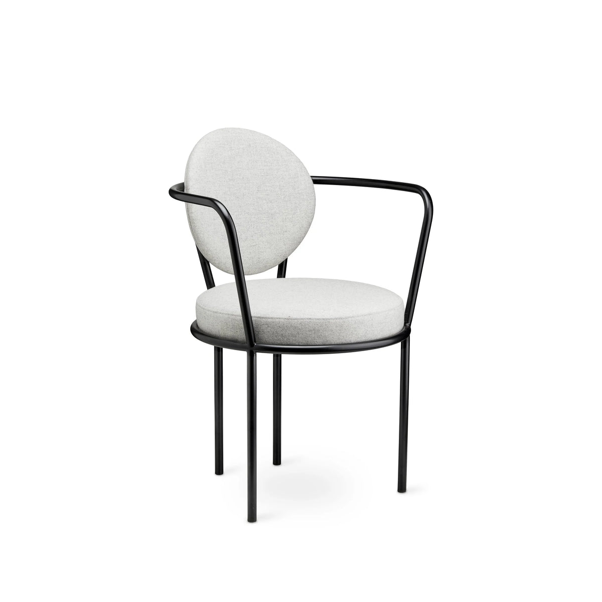 Casablanca Chair in Quartz Fabric with black frame, three-quarter view