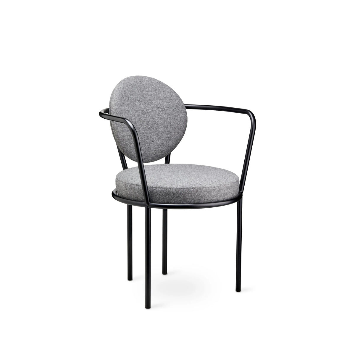 Casablanca Chair in Stone Fabric with black frame, three-quarter view