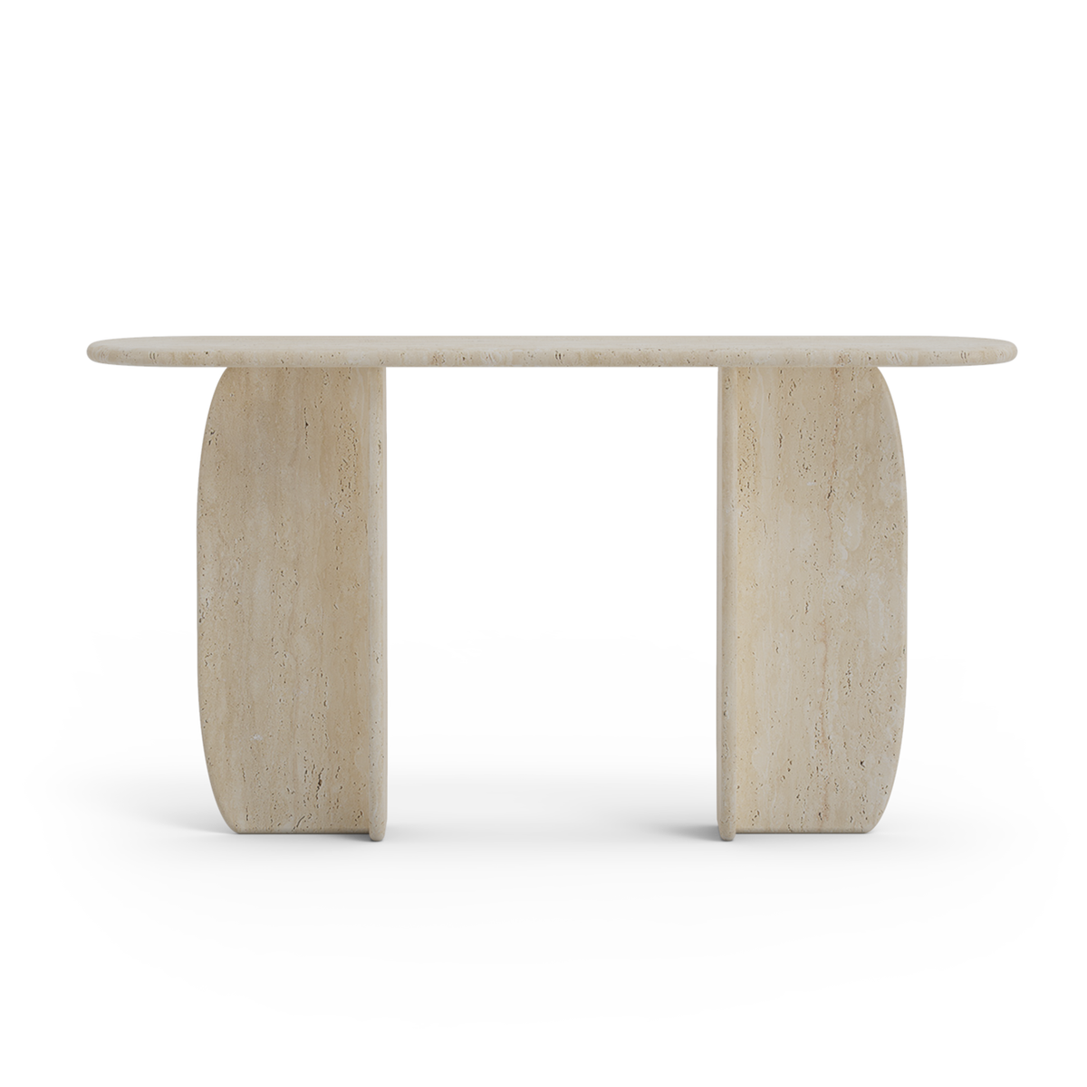 Catus Marble Console Table in Travertine, front view