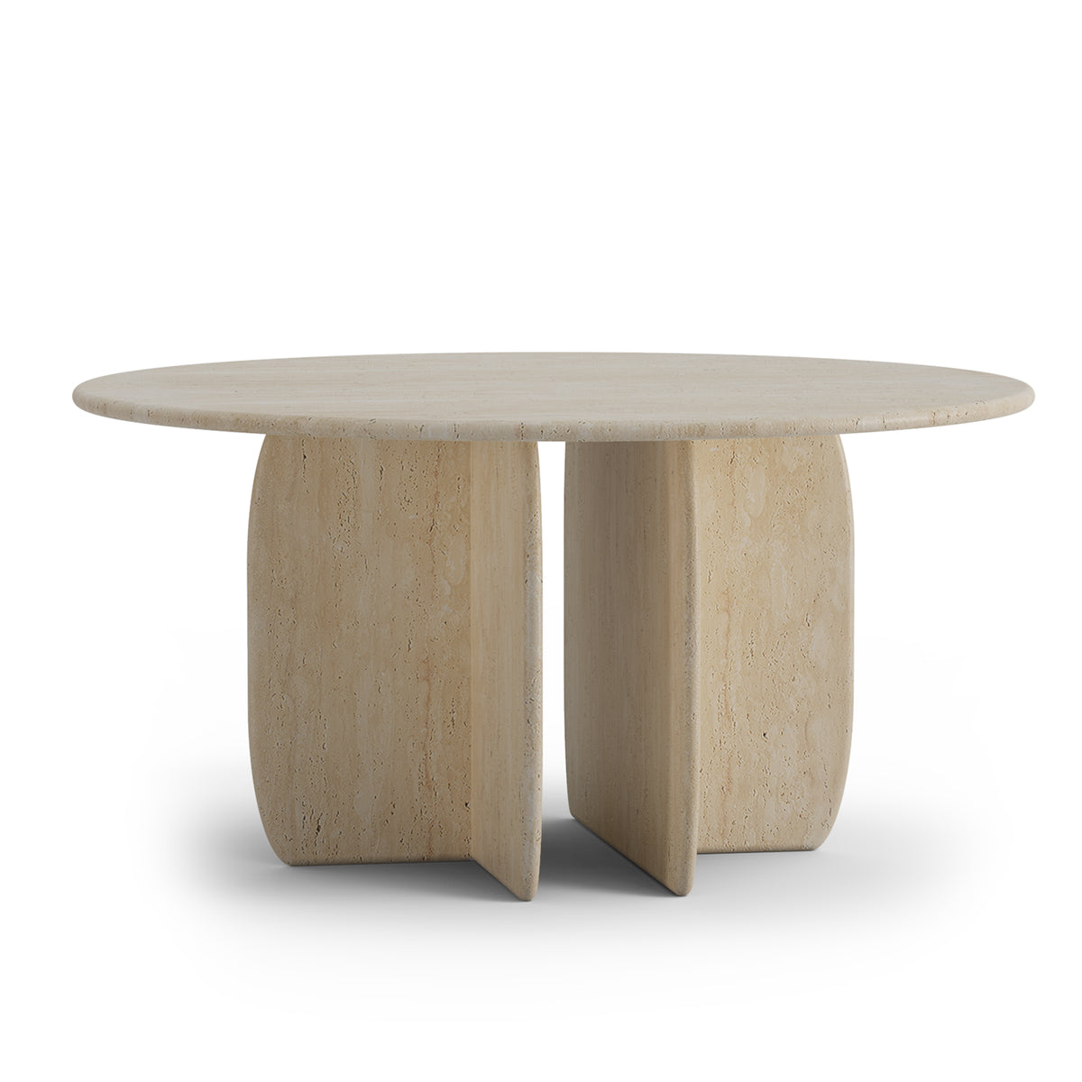 Catus Dining Table - Outdoor in Travertine, front view on white