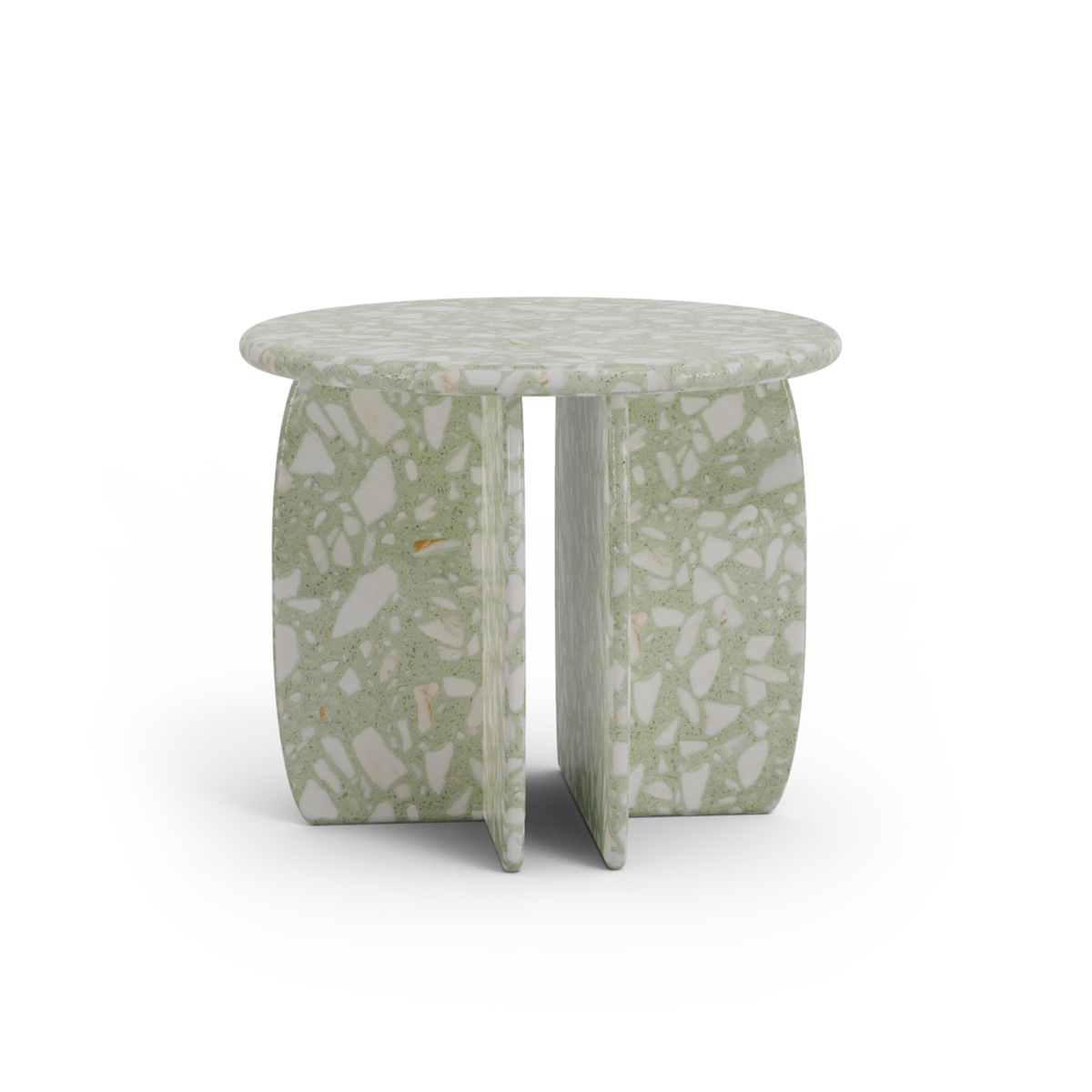 Catus Side Table - Outdoor in Terrazzo Sage, side view