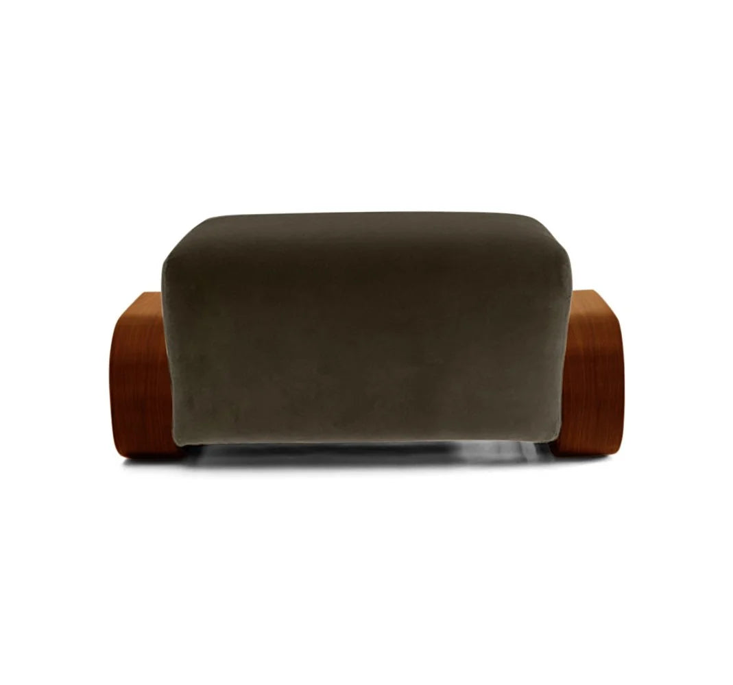 Cayenne Ottoman, high-gloss Brown solid oak Earth Velvet