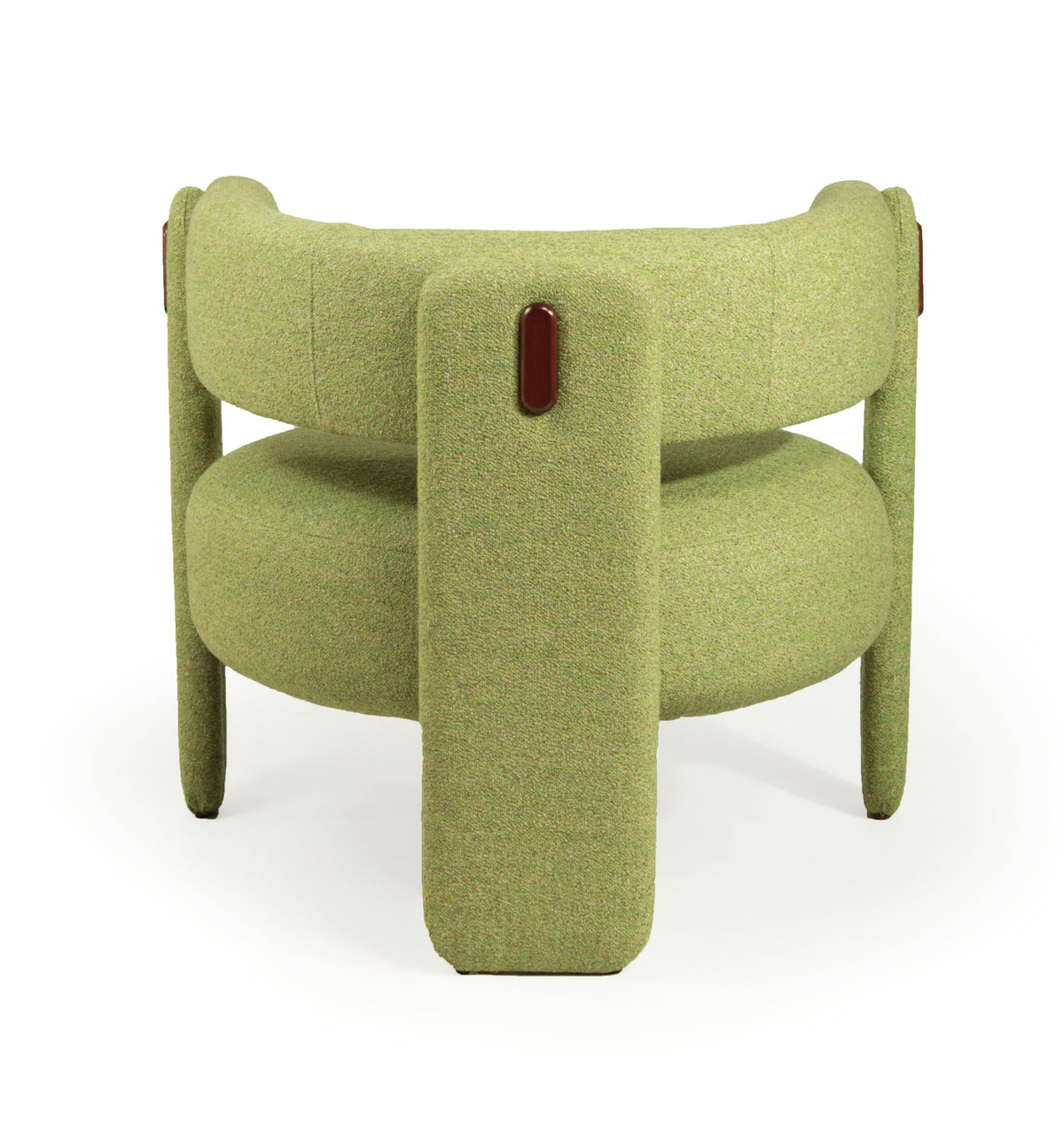 Choux Armchair in green upholstery, back view, by Maison Burgos