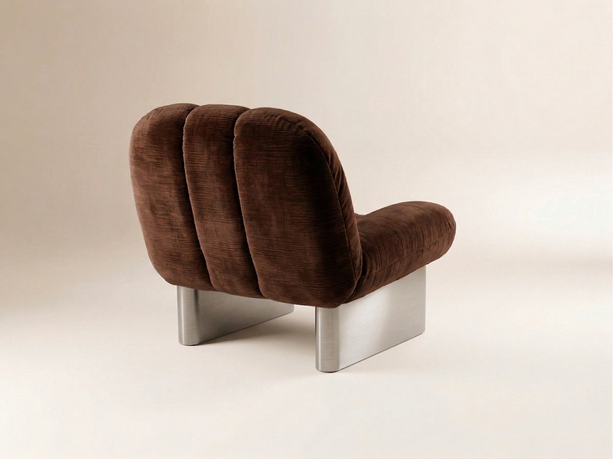 Colin Armchair front view in brown velvet by Maison Burgos