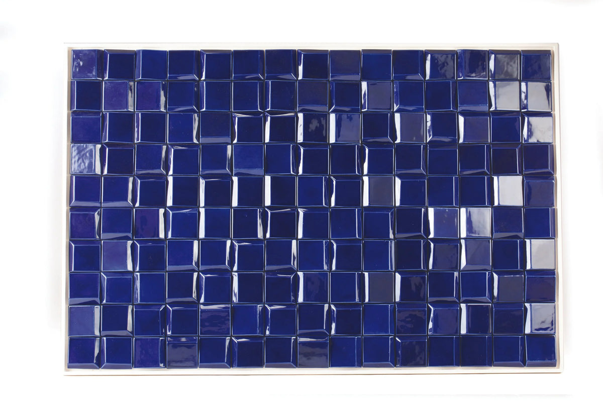 Douro Panel in Cobalt glazed ceramic tiles, angled view