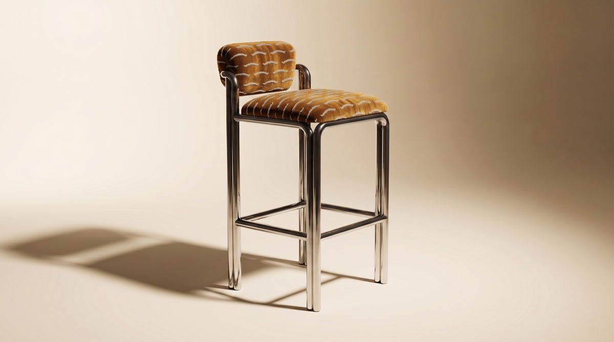 Cubu Bar Chair in a woven upholstery by Maison Burgos
