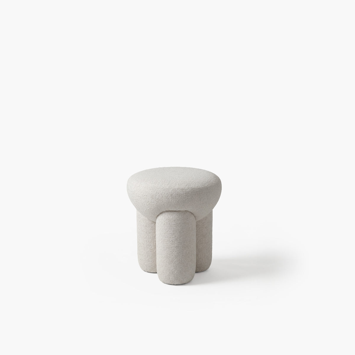 Douglas Ottoman in cream bouclé, front view