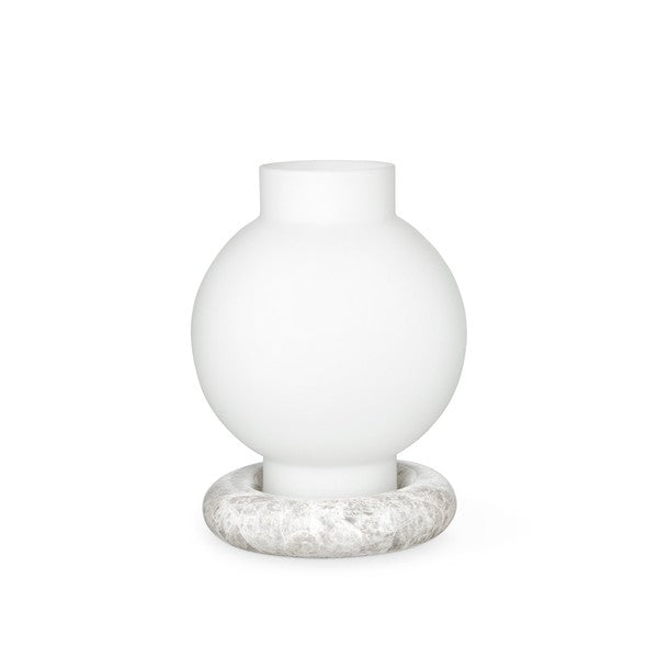 Flora Vase opal glass with Grey marble base by Maison Burgos