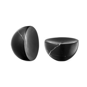 Get a Grip cabinet knob in black marble, front and side by Maison Burgos