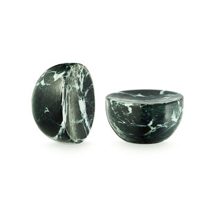 Get a Grip cabinet knob in green marble, front and side by Maison Burgos