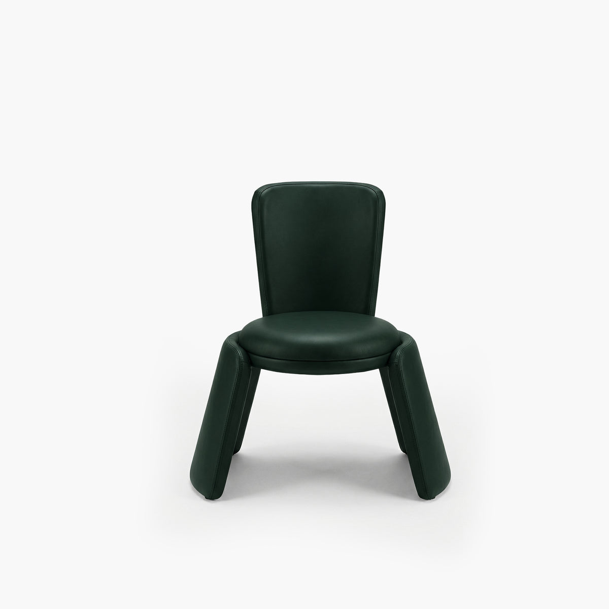 Inge Chair in dark green leather, front view