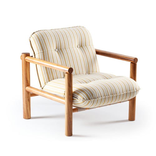 James Armchair - Outdoor in iroko and striped outdoor fabric by Maison Burgos