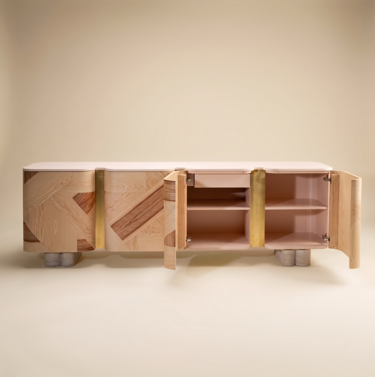 Kisho Sideboard Japanese modernist marquetry sideboard by Maison Burgos