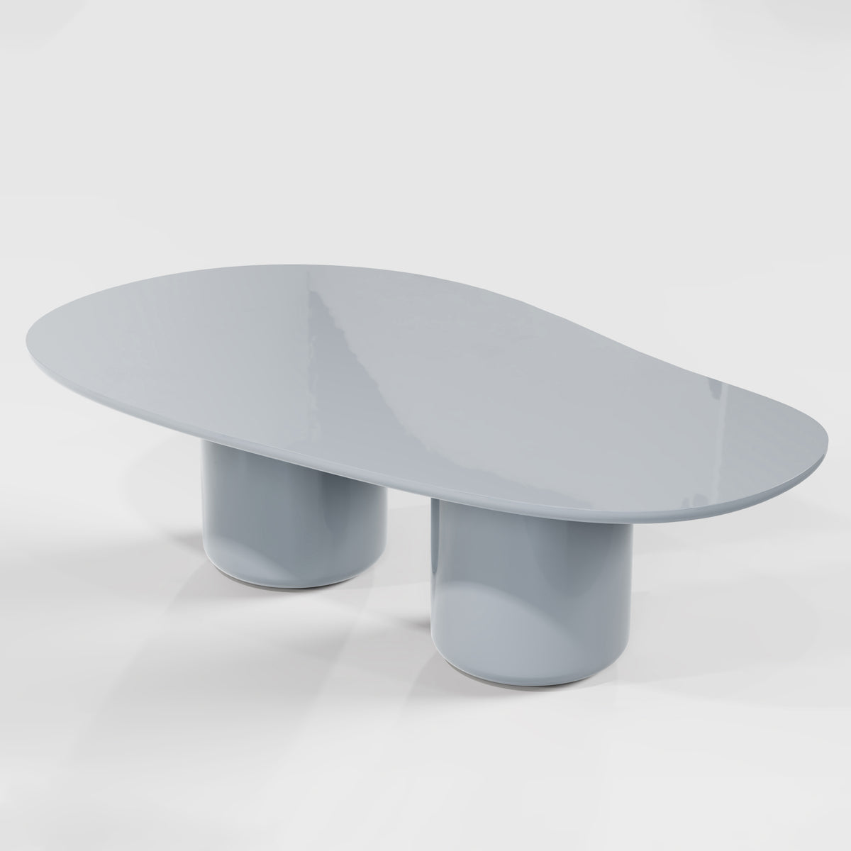 Laghi II Dining Table in High Gloss blue-grey lacquer, close angled view