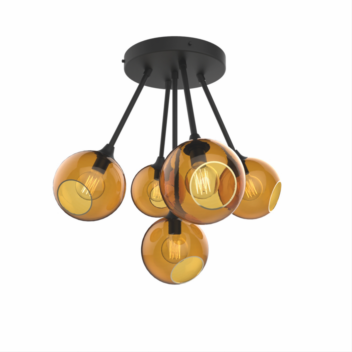 Ballroom Molecule Chandelier — Black, Amber