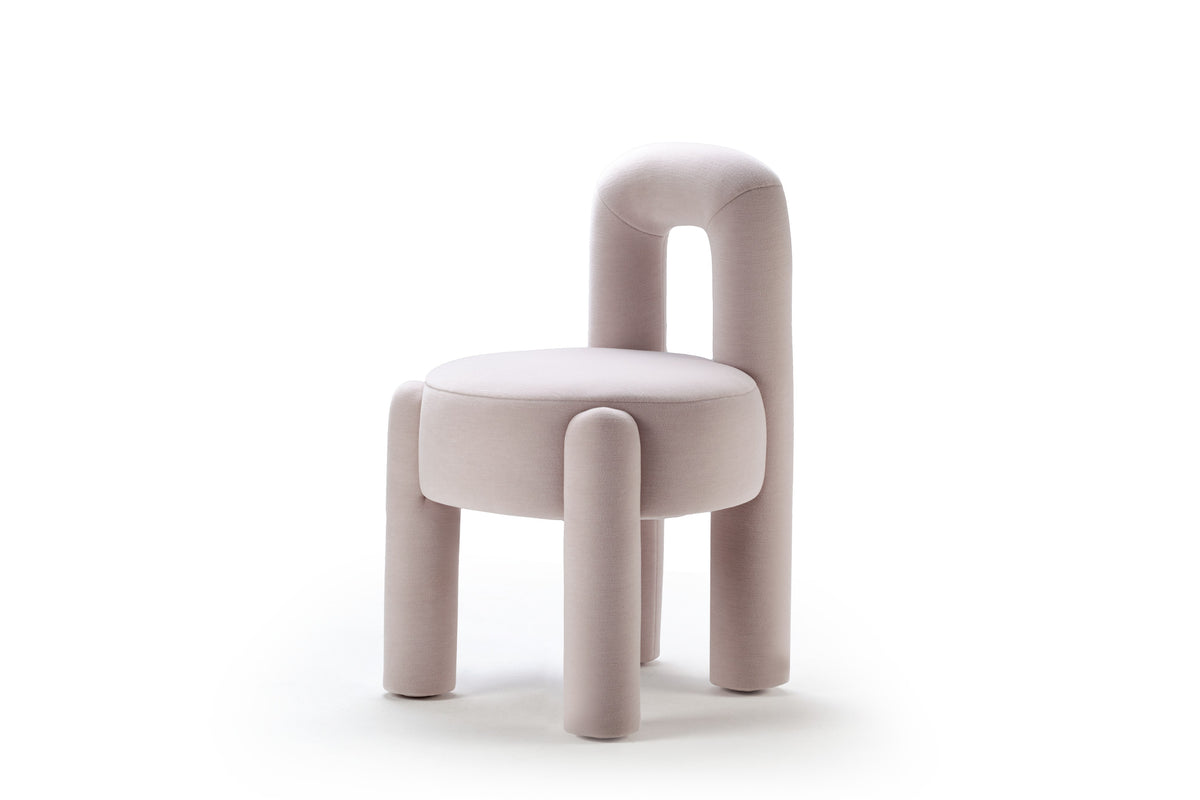 Marlon Chair in mohair velvet, front view, by Maison Burgos