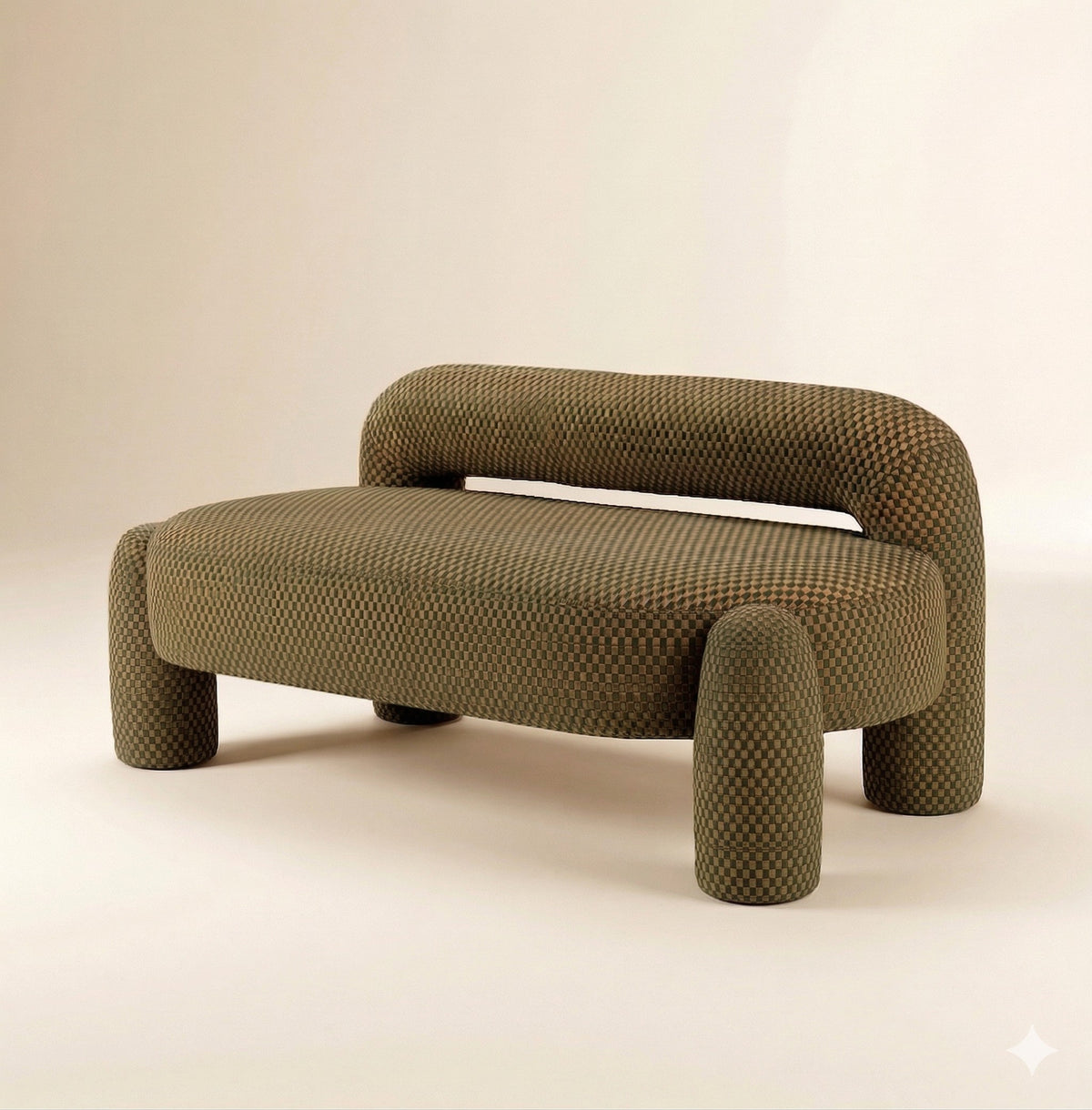 Marlon Daybed - 02 in green mohair velvet, angled view, by Maison Burgos