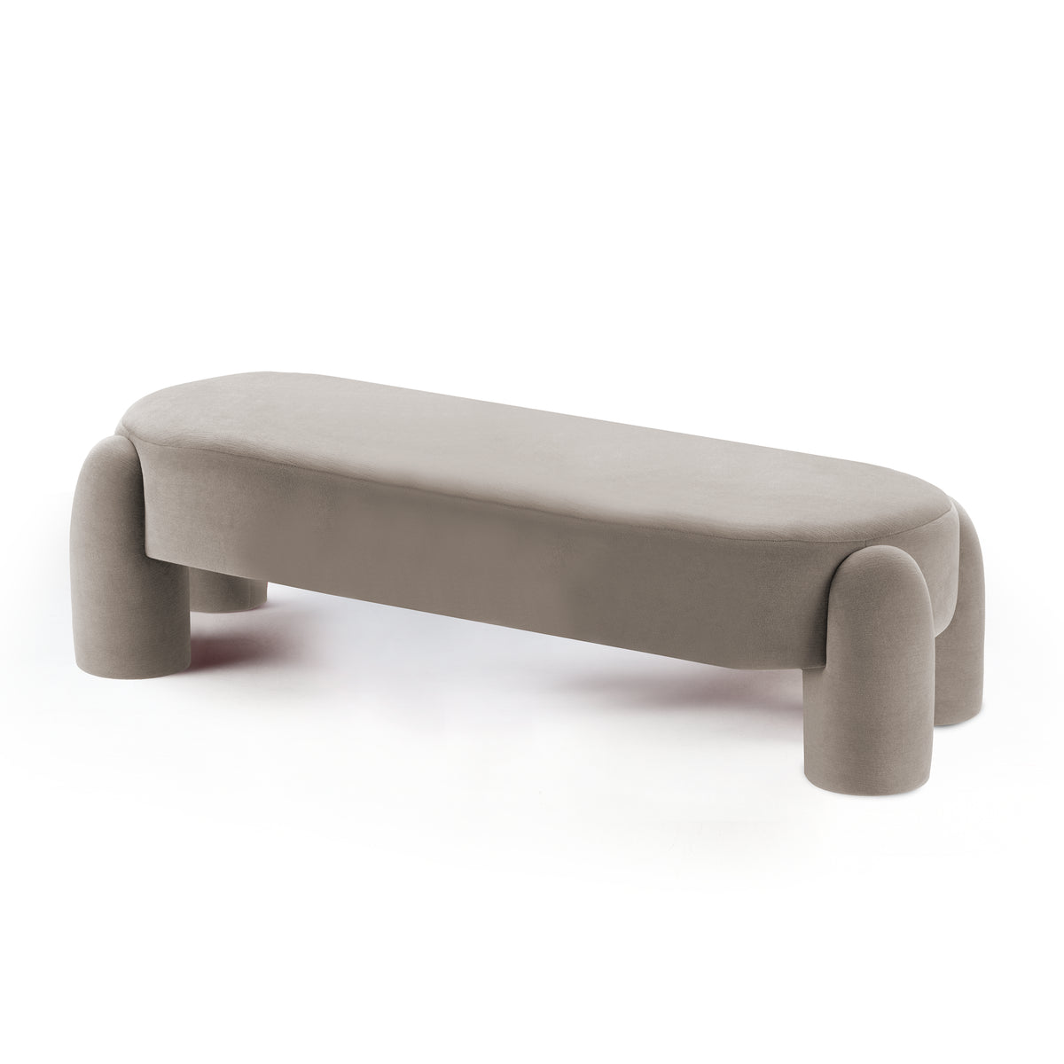 Marlon Daybed - 01 in grey upholstery, three-quarter view with rounded legs