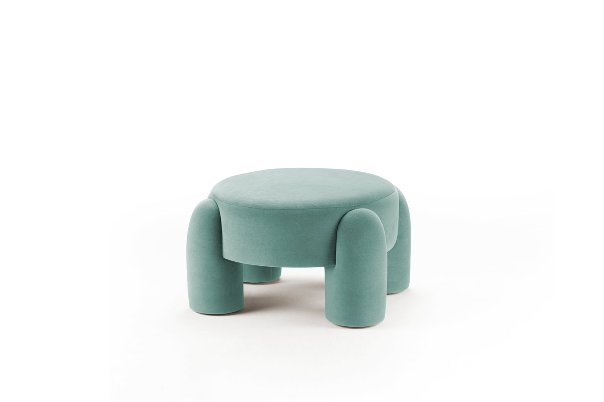 Marlon Pouf in aqua green fabric