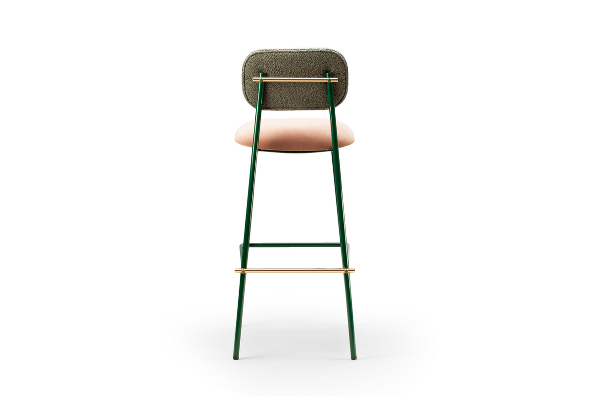 Miami Bar Stool with green frame, back view