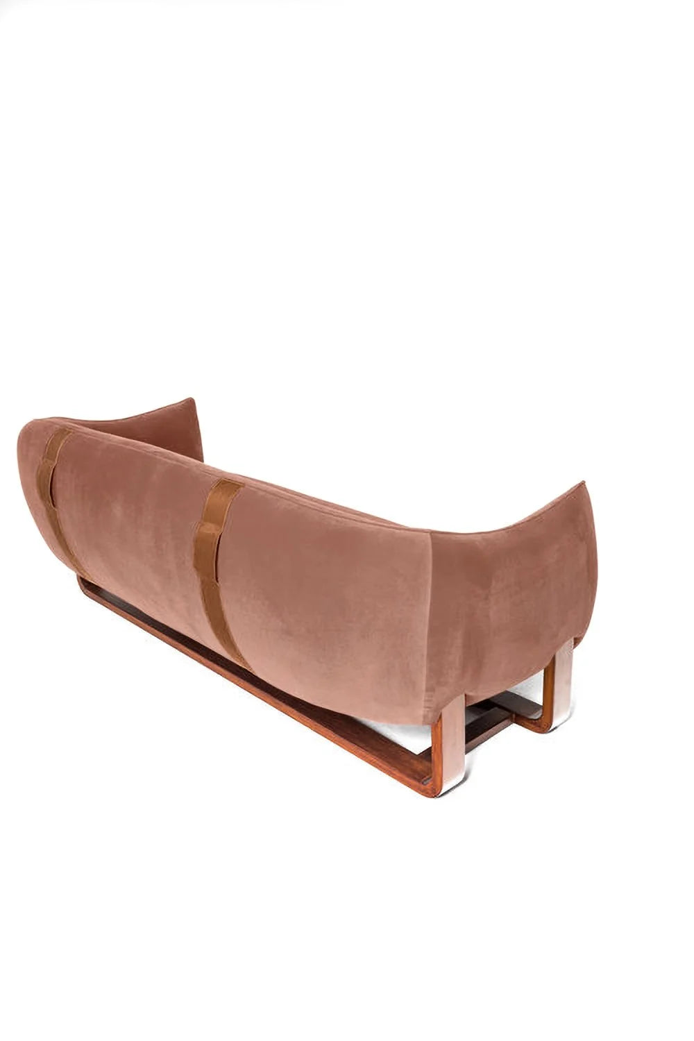 Milo Sofa in Cameo pink velvet, back three-quarter view