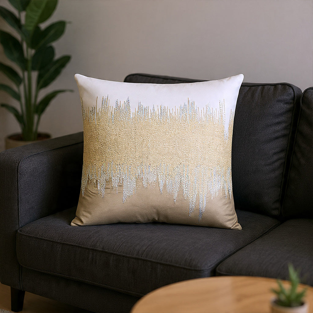 Mira Pillow, Ivory Beige, styled in a living room by Maison Burgos