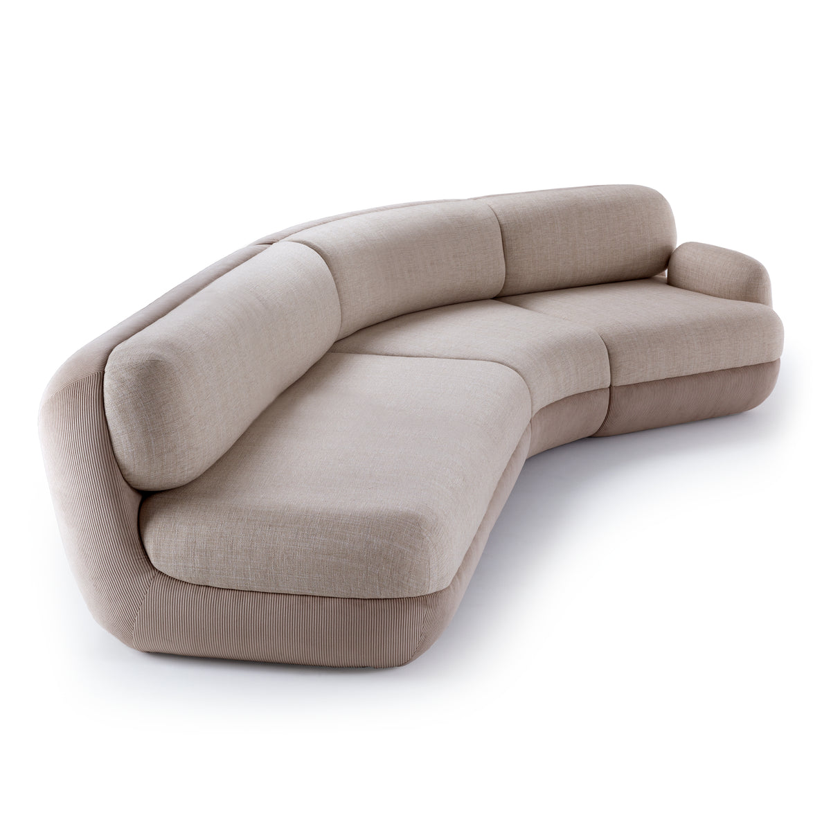 Mood Sectional Curved Sofa - 3 Piece in taupe fabric