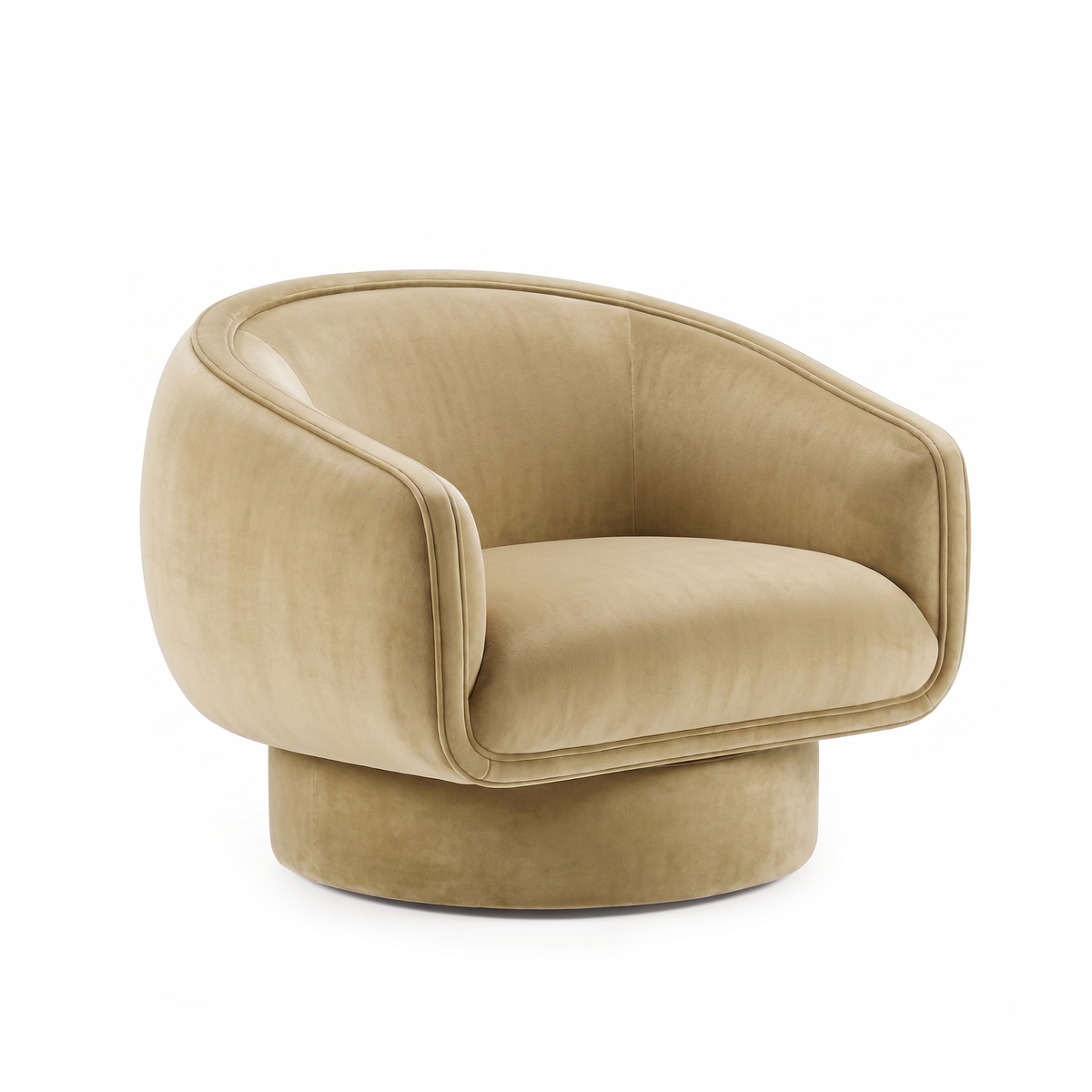 Moon Swivel Armchair in camel upholstery by Maison Burgos