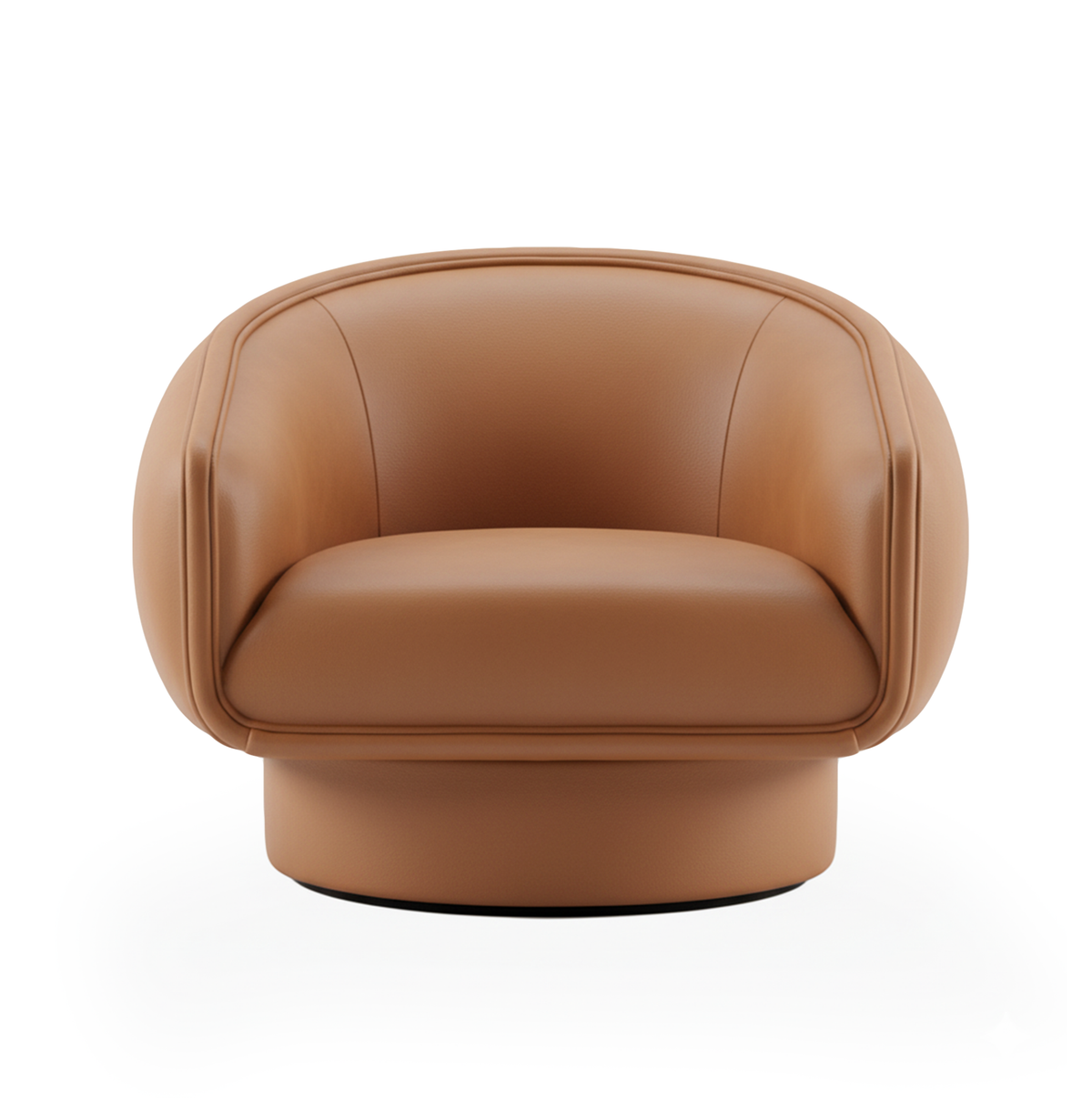 Moon Swivel Armchair in tan upholstery by Maison Burgos