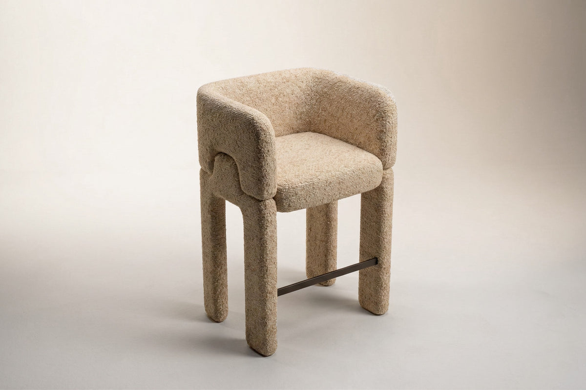 Mosaico Bar and Counter Chair natural boucle by Maison Burgos